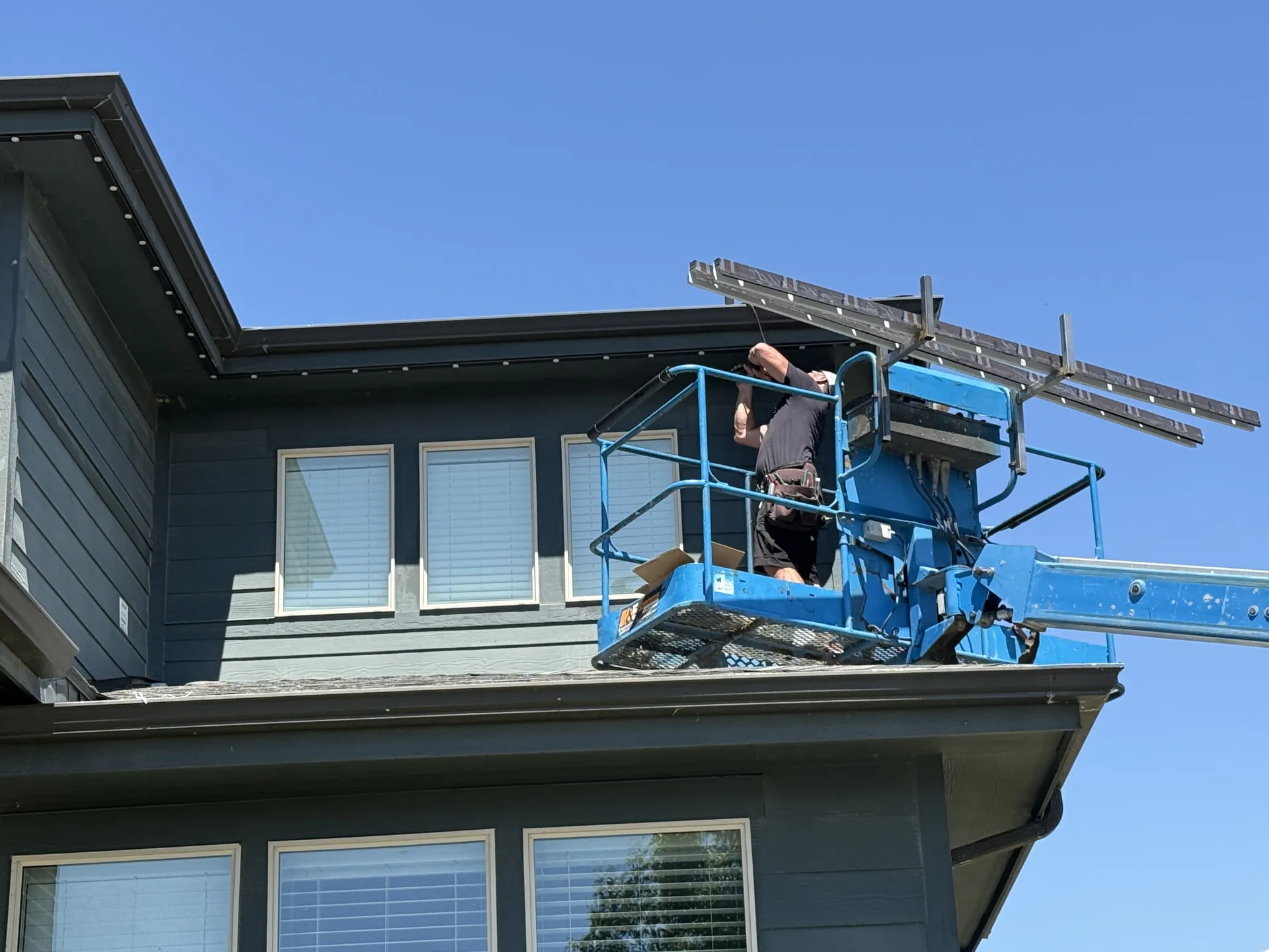 Professional LED accent lighting installation in progress